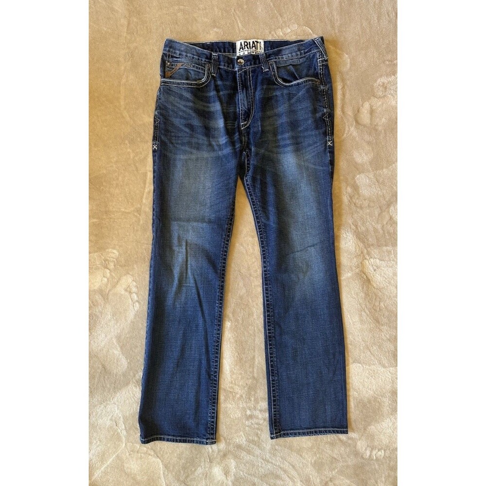 Ariat M4 LOW RISE BOOT Jeans Mens 38"X36" WESTERN COWBOY BLUE DENIM